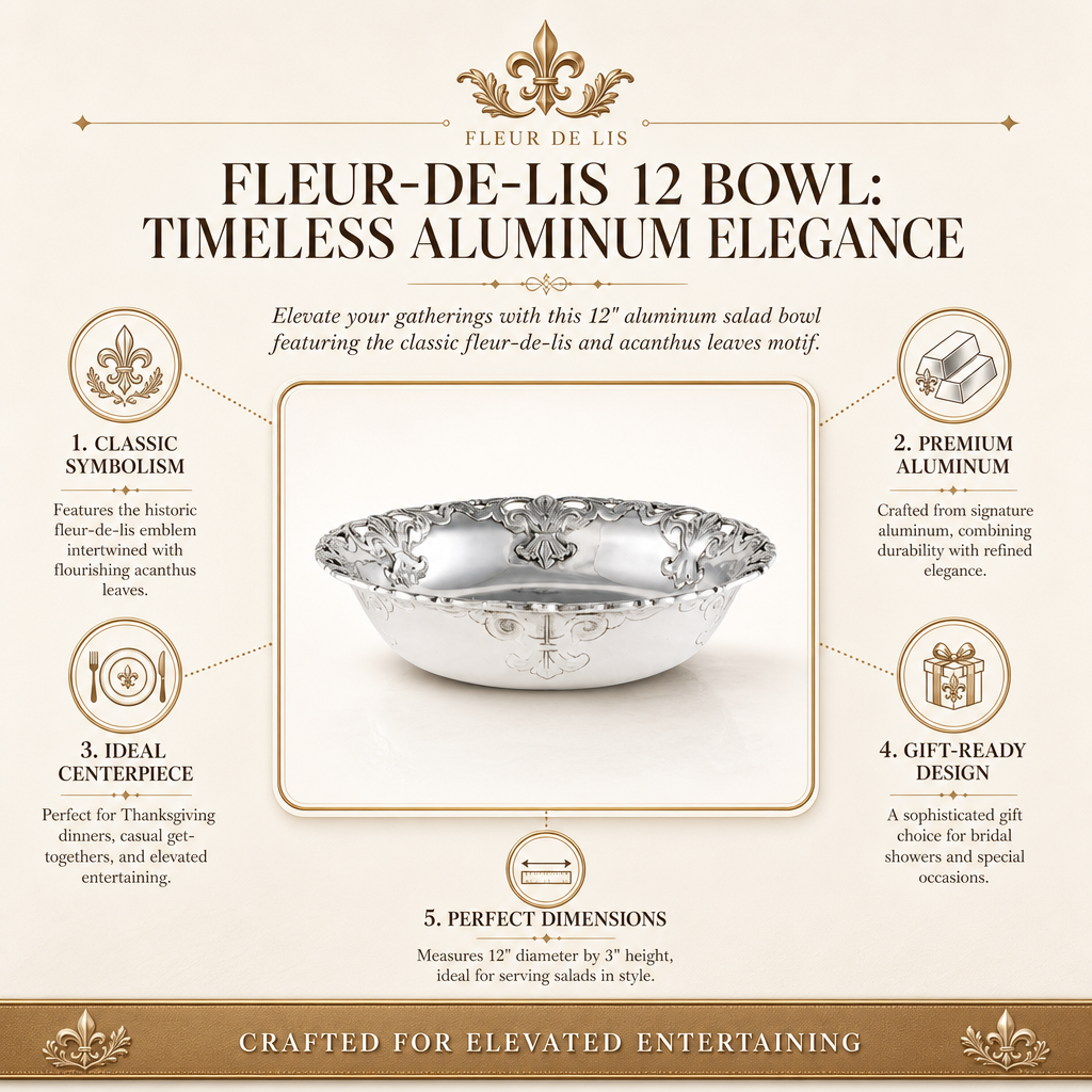 Fleur-De-Lis 12 Bowl: Timeless Aluminum Elegance
