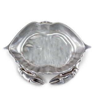 Viewed from above, this decorative bowl shaped like a crab adds a unique touch to coastal decor.