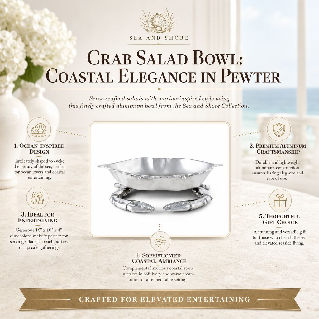 Crab Salad Bowl: Coastal Elegance in Pewter
