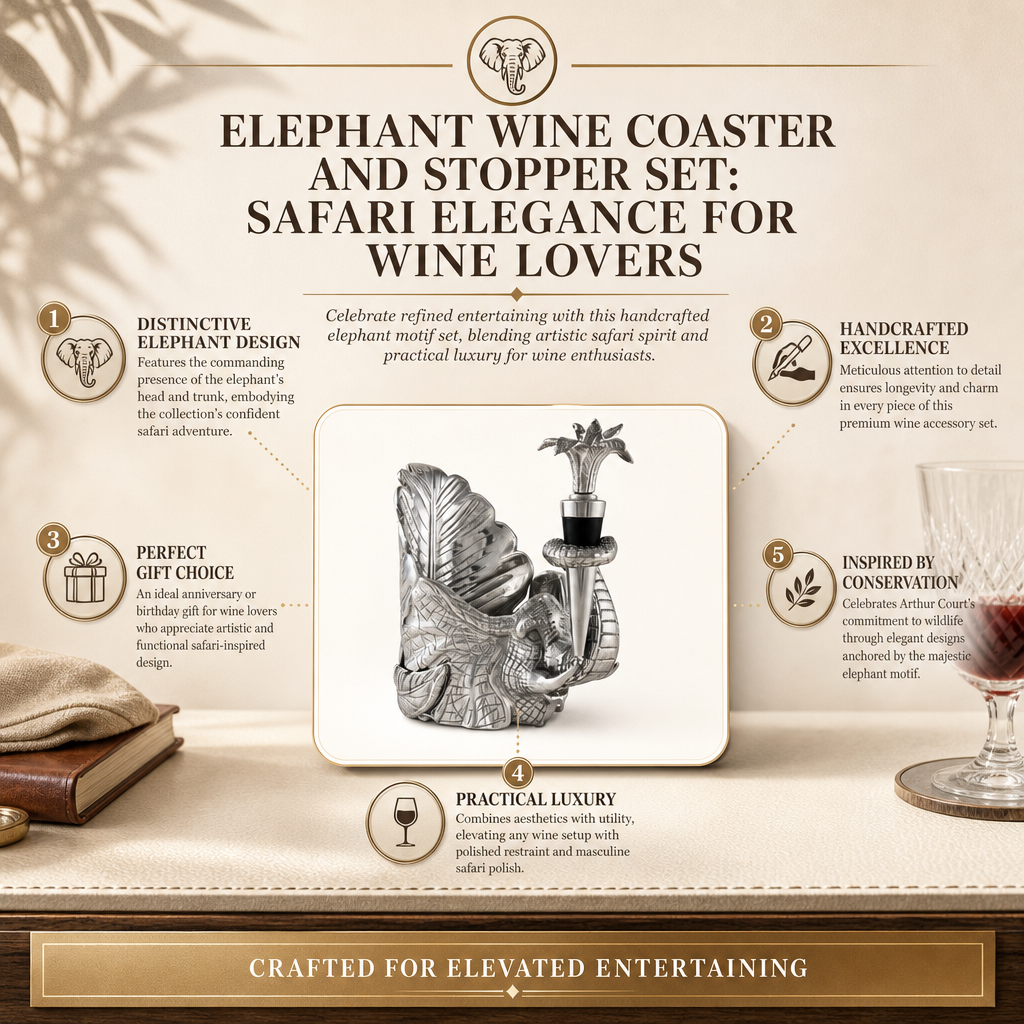 Elephant Wine Coaster and Stopper Set 4