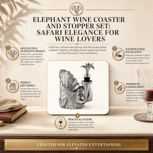 Elephant Wine Coaster and Stopper Set 4