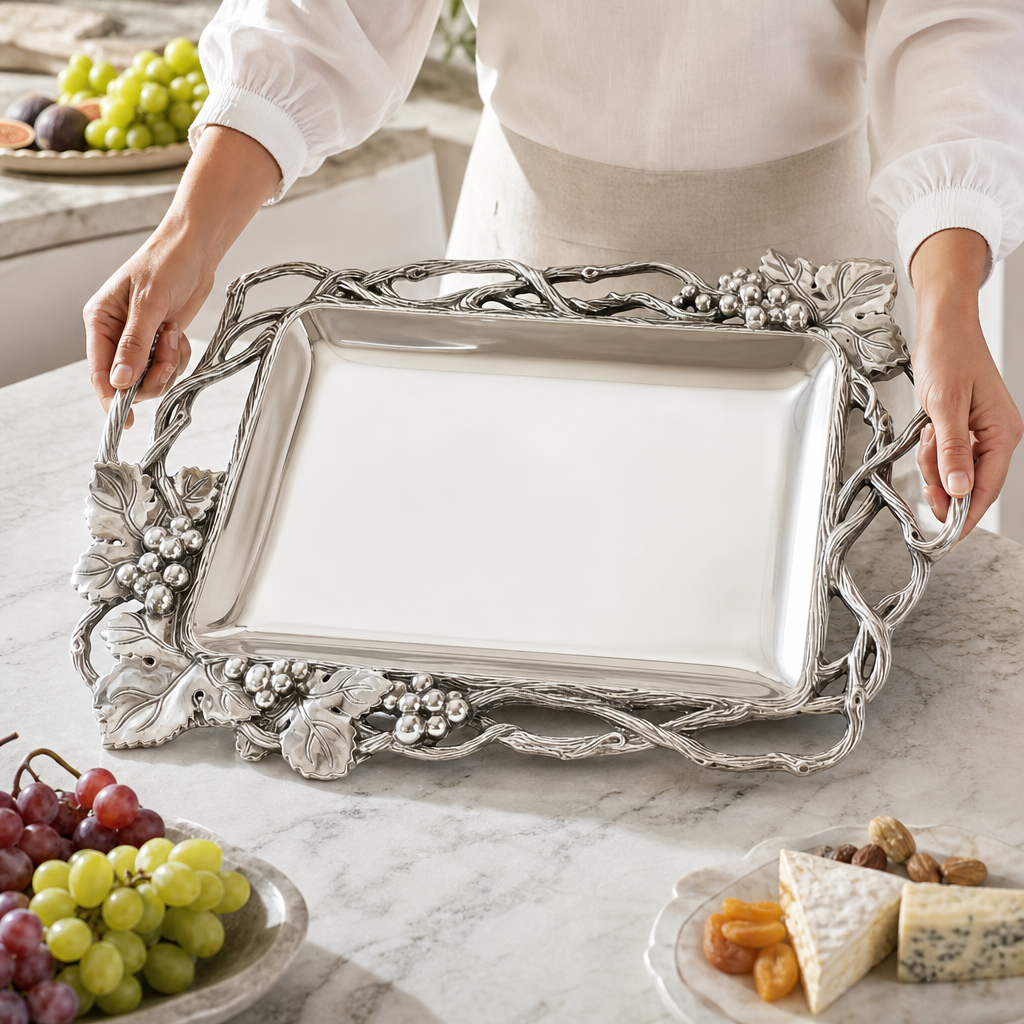 Grape Open Vine Rectangle Tray 4