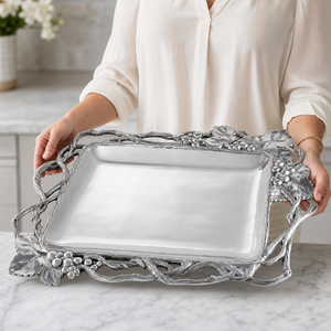 Grape Open Vine Rectangle Tray 8