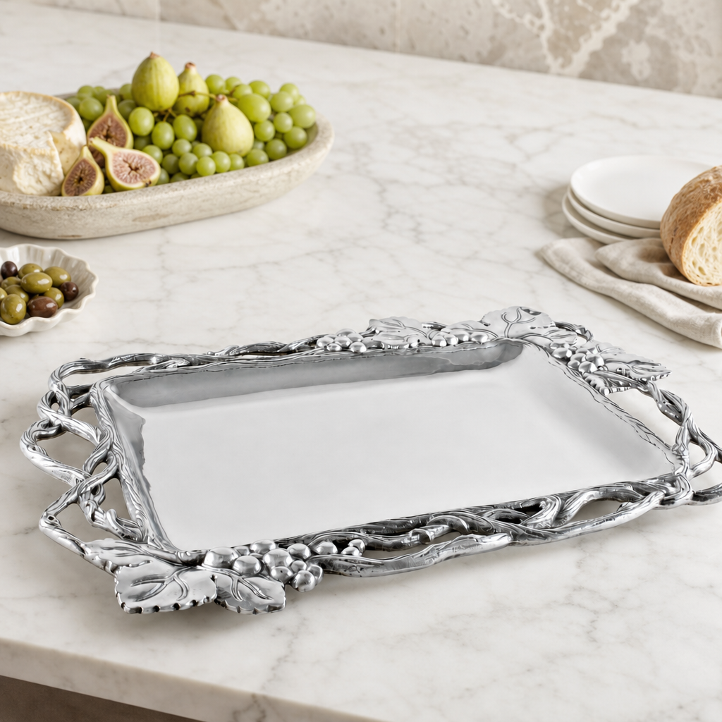 Grape Open Vine Rectangle Tray 6