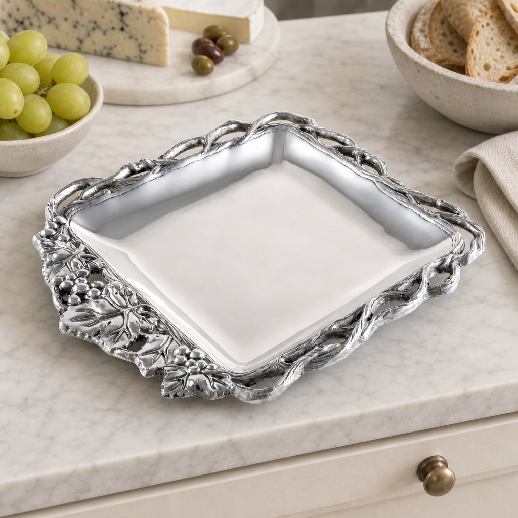Grape Open Vine Square Tray 12 5