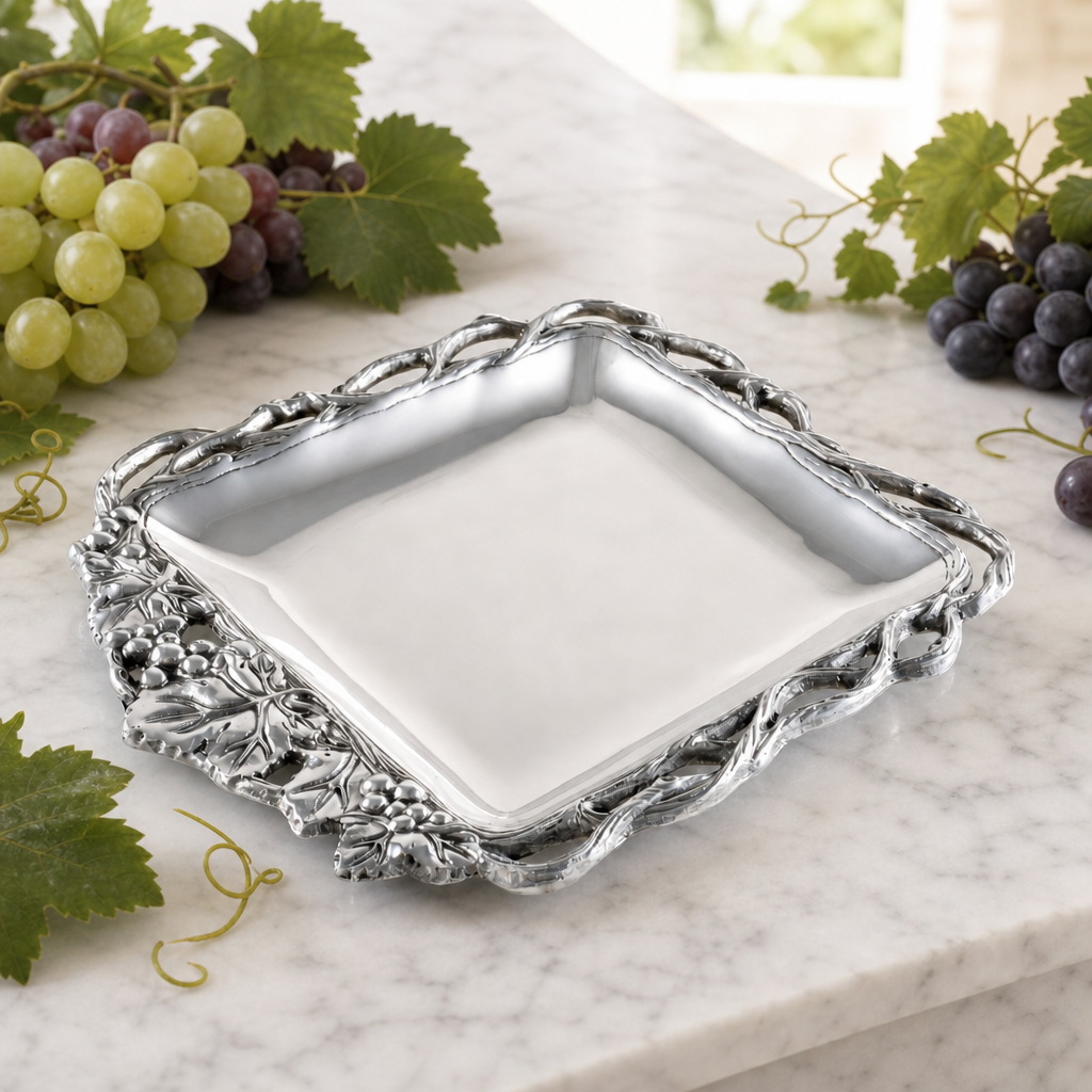 Grape Open Vine Square Tray 12 3