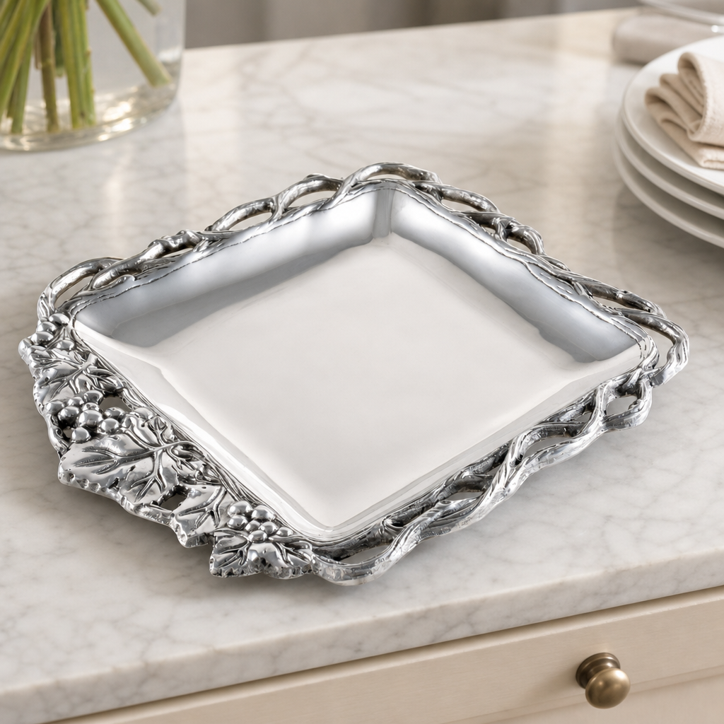 Grape Open Vine Square Tray 12 8