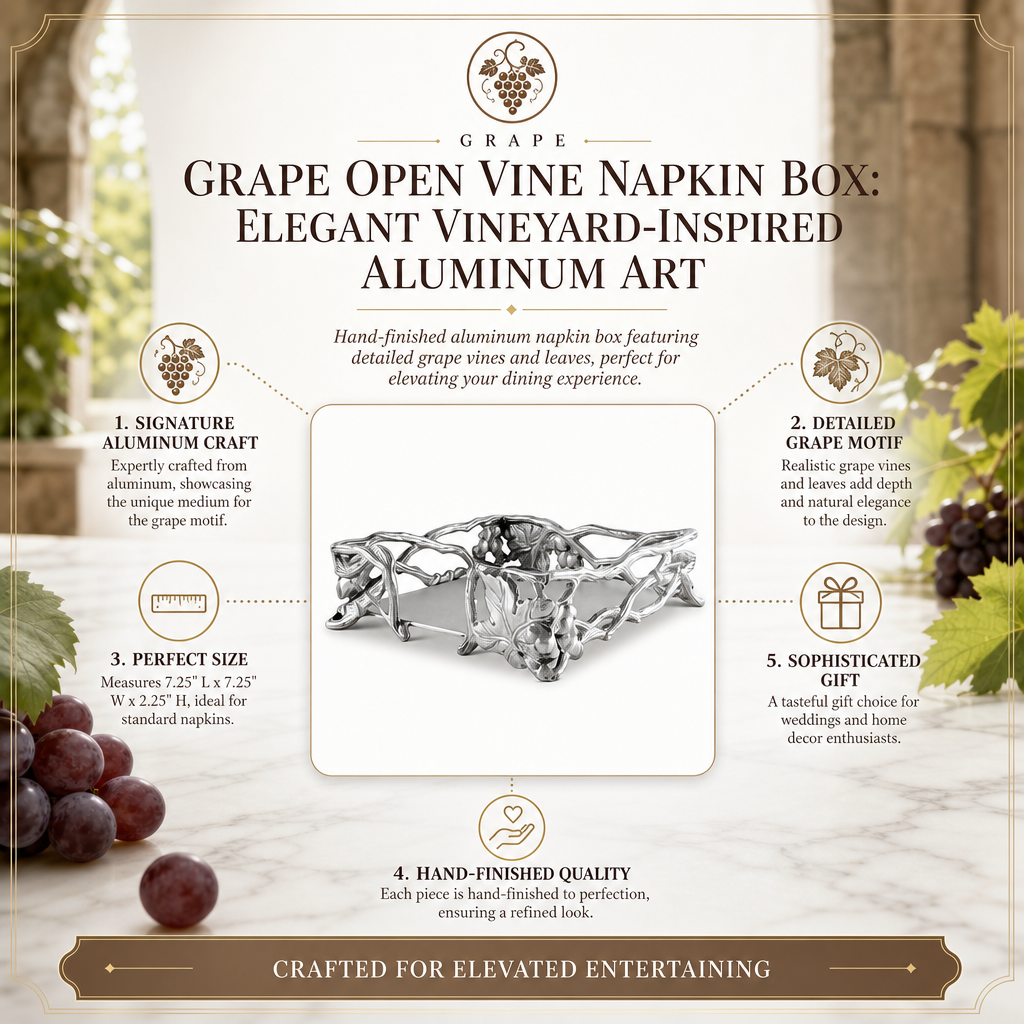 Grape Open Vine Napkin Box 10