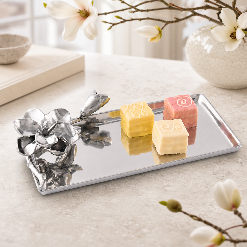 s Aluminum Magnolia Tray: Must-have item for Dinner Hosts | Home