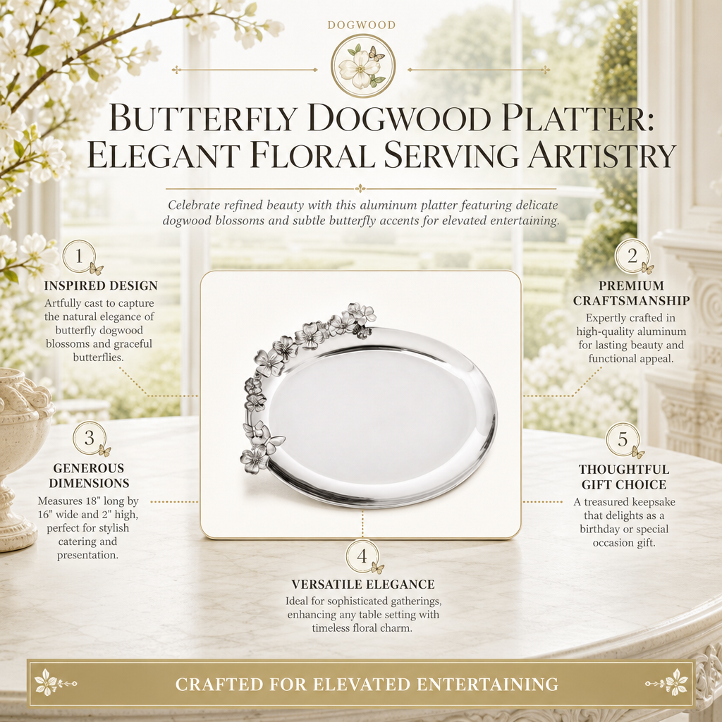 Butterfly Dogwood Platter: Elegant Floral Serving Artistry