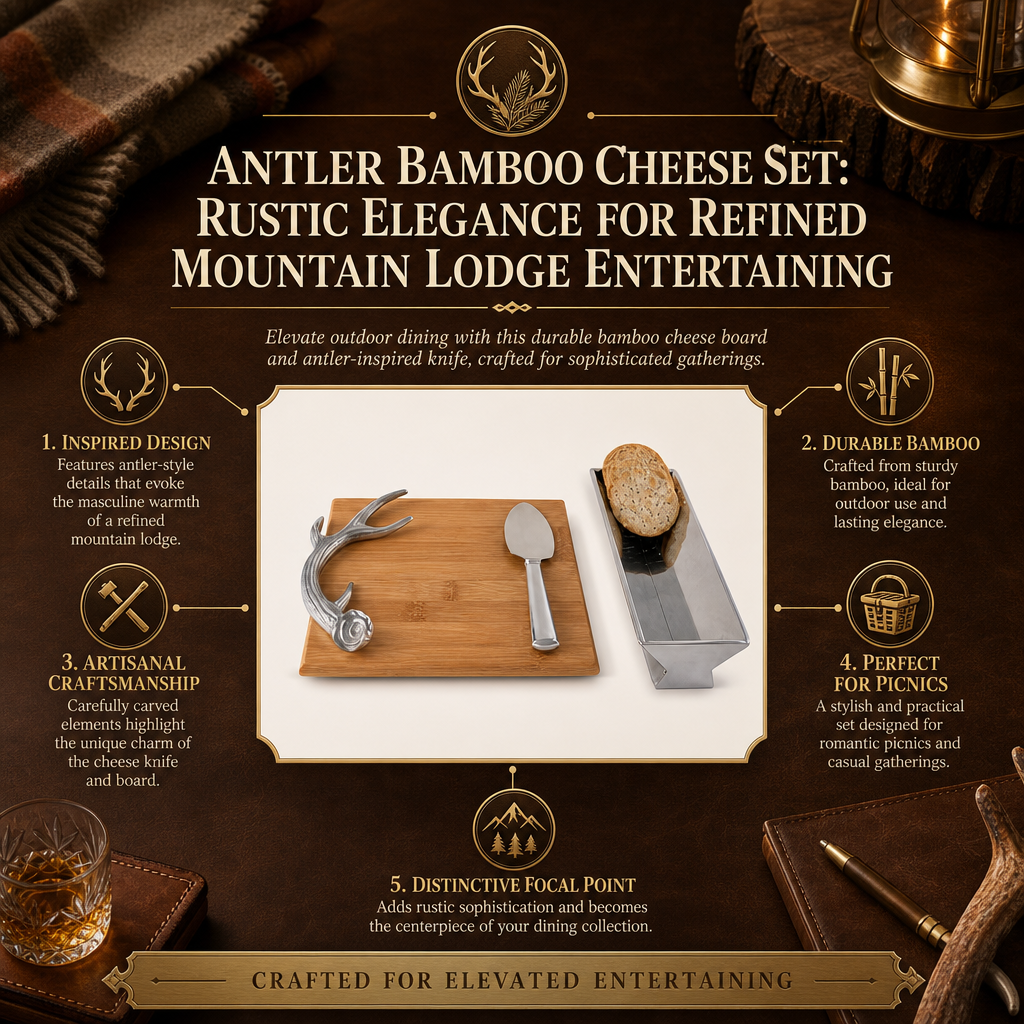 Antler Bamboo Cheese Set: Rustic Elegance for Refined Mountain Lodge Entertaining