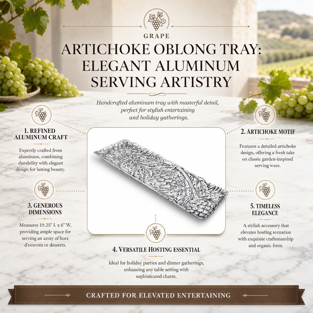 Artichoke Oblong Tray: Elegant Aluminum Serving Artistry