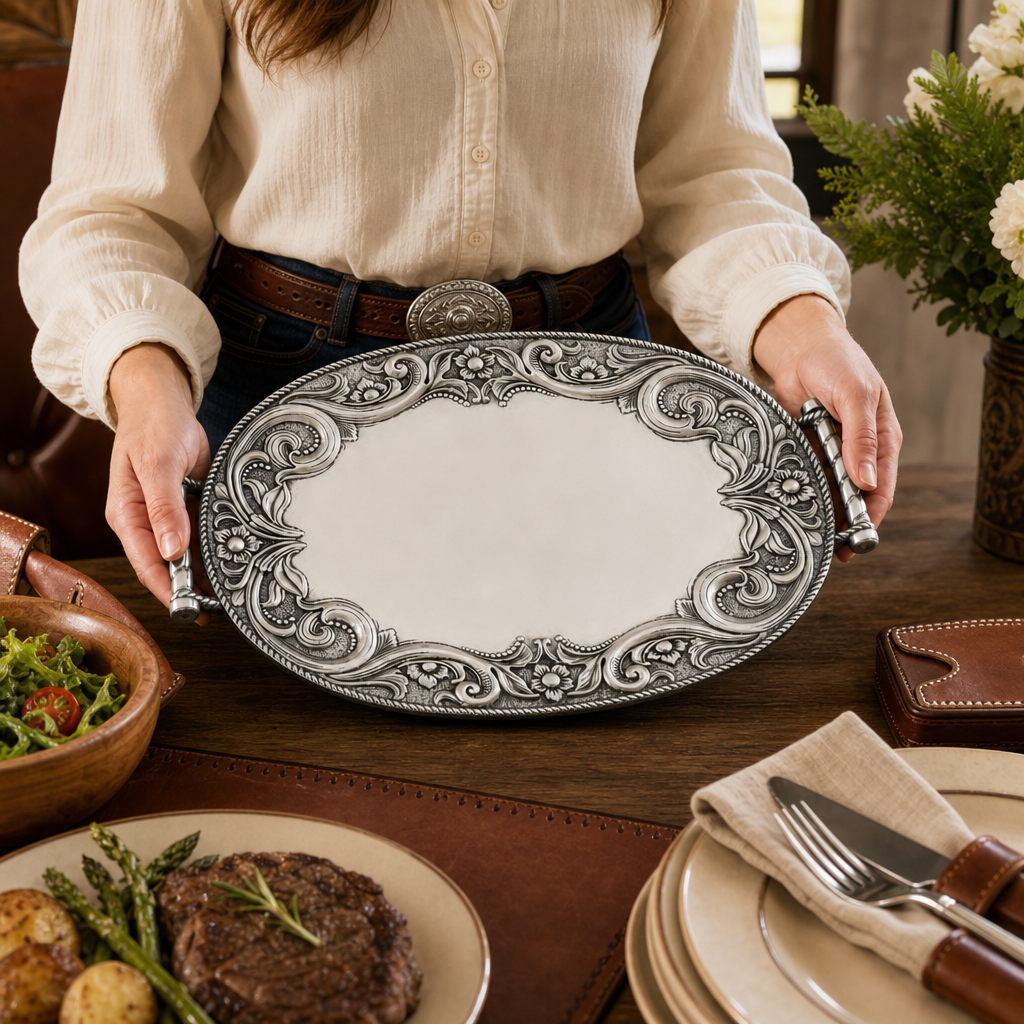 Western Leather Serving Tray 5