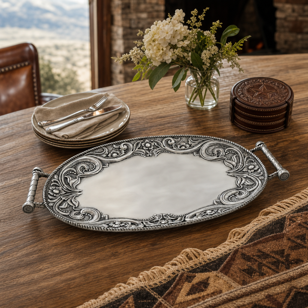 Western Leather Serving Tray 6