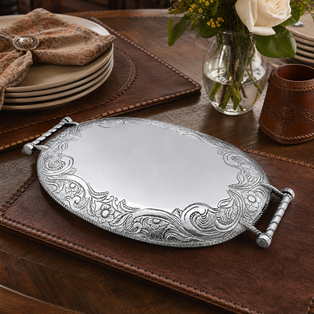 Western Leather Serving Tray 7