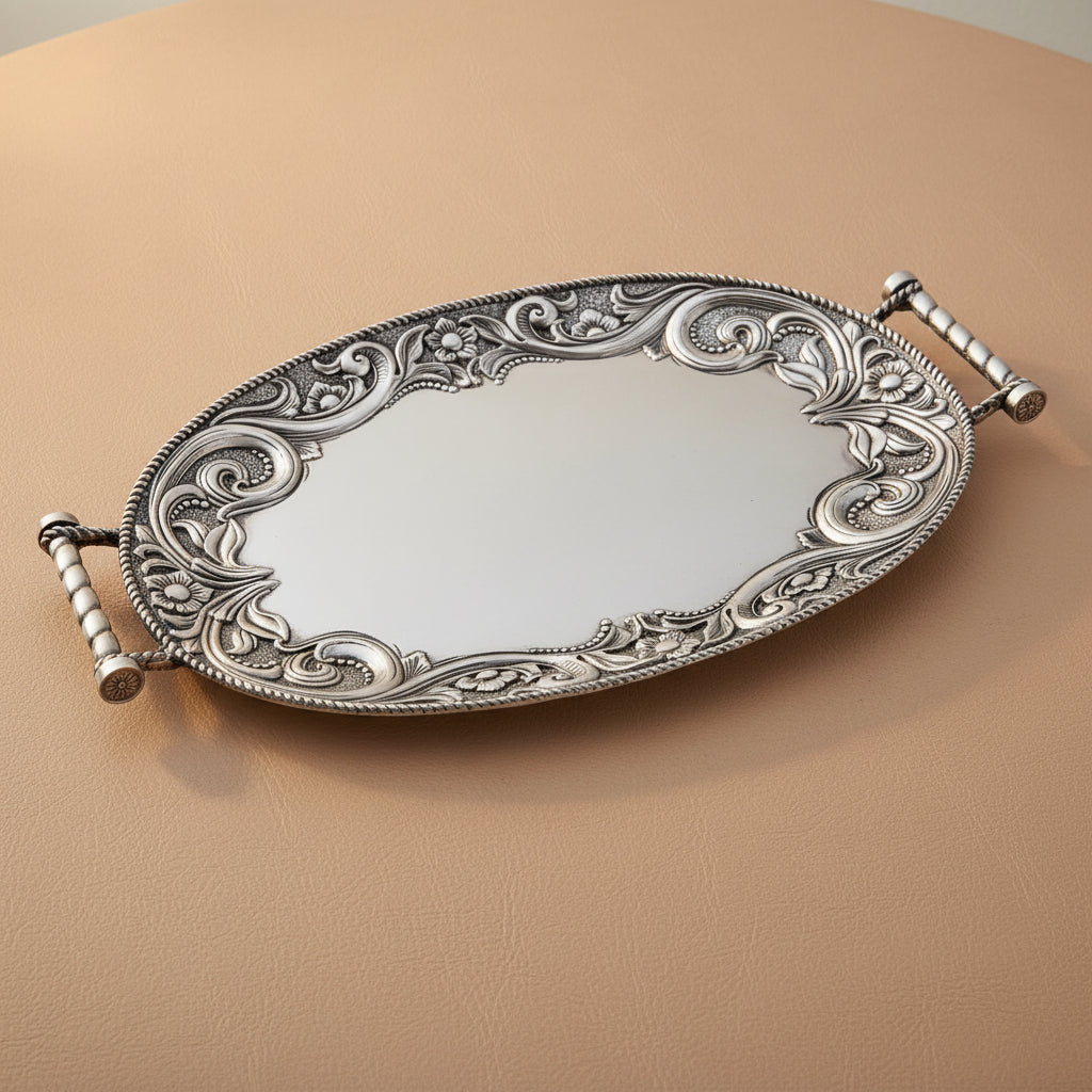 Western Leather Serving Tray 14