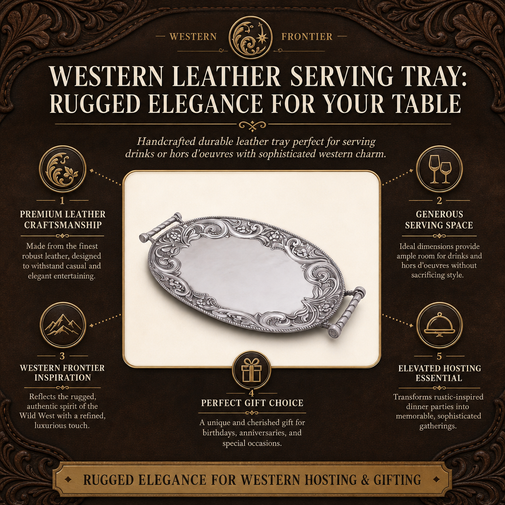Western Leather Serving Tray 16