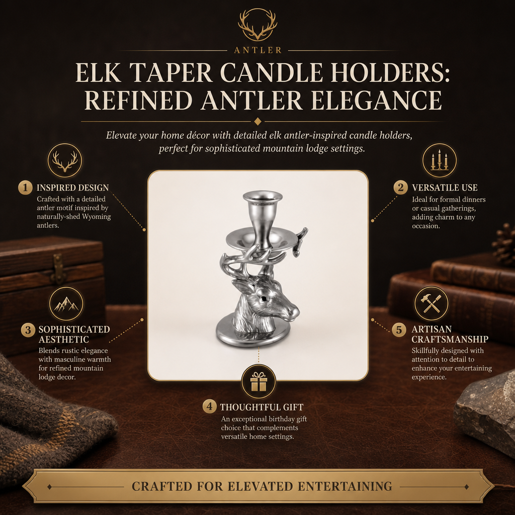 Elk Taper Candle Holders: Refined Antler Elegance