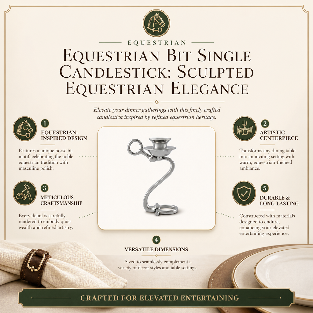 Equestrian Bit Single Candlestick: Sculpted Equestrian Elegance