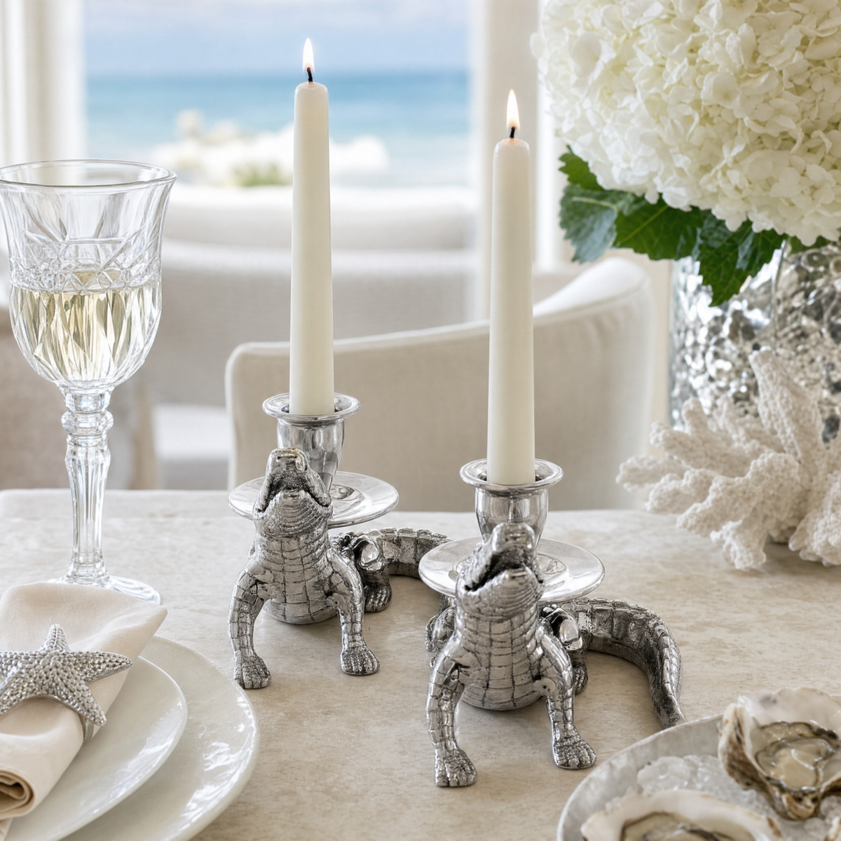 Alligator Taper Candle Holders 9