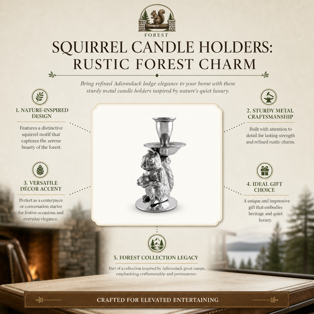 Squirrel Candle Holders: Rustic Forest Charm