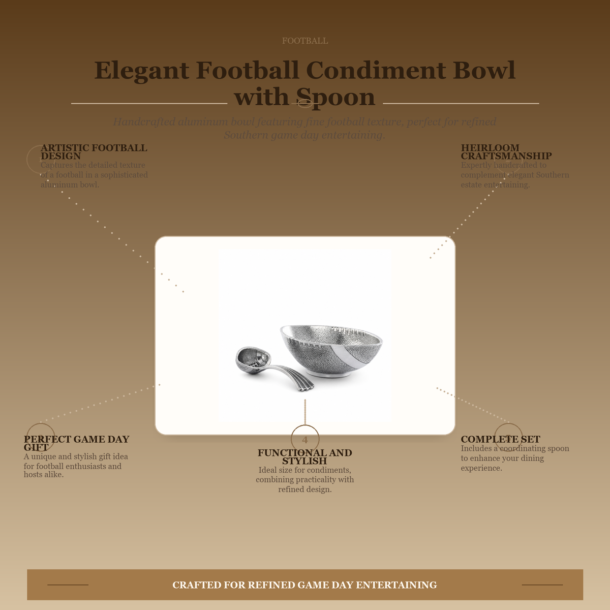 Football Condiment Bowl with Spoon 12