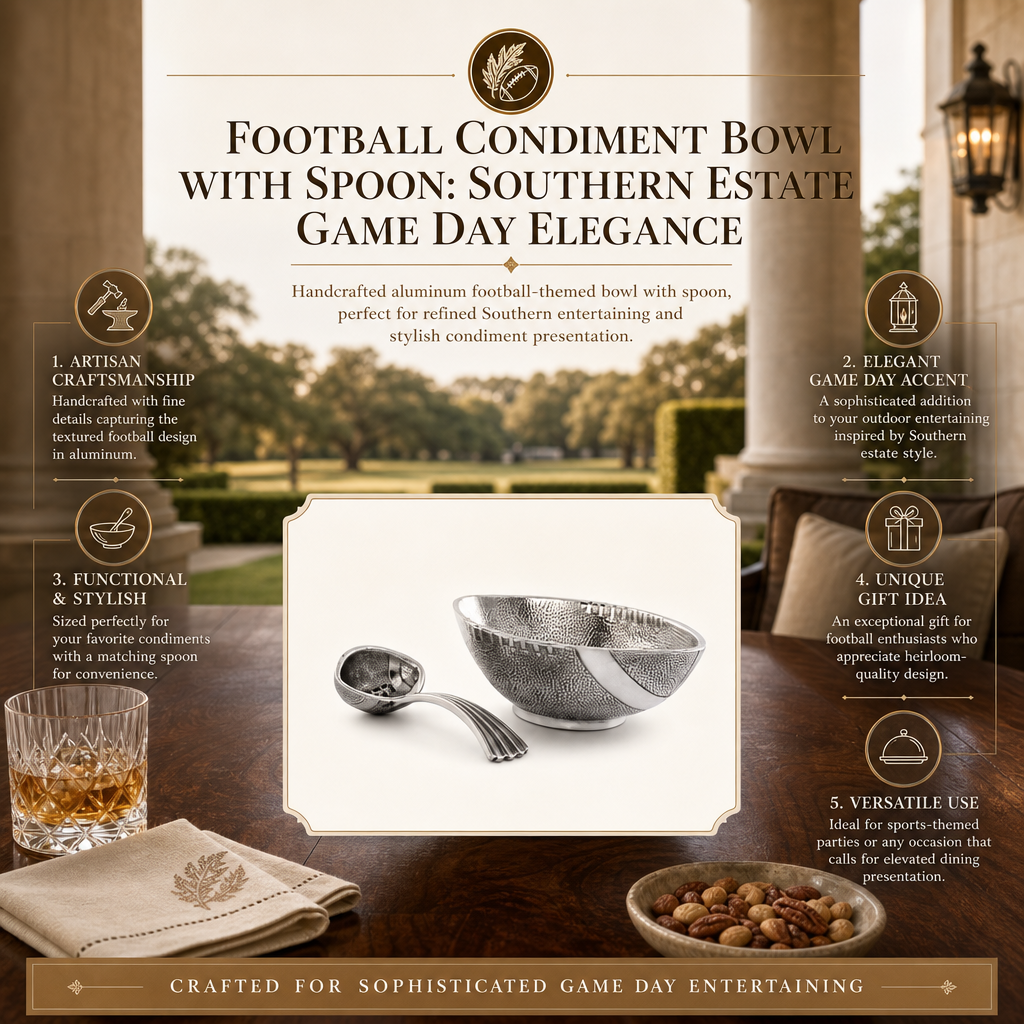 Football Condiment Bowl with Spoon: Southern Estate Game Day Elegance