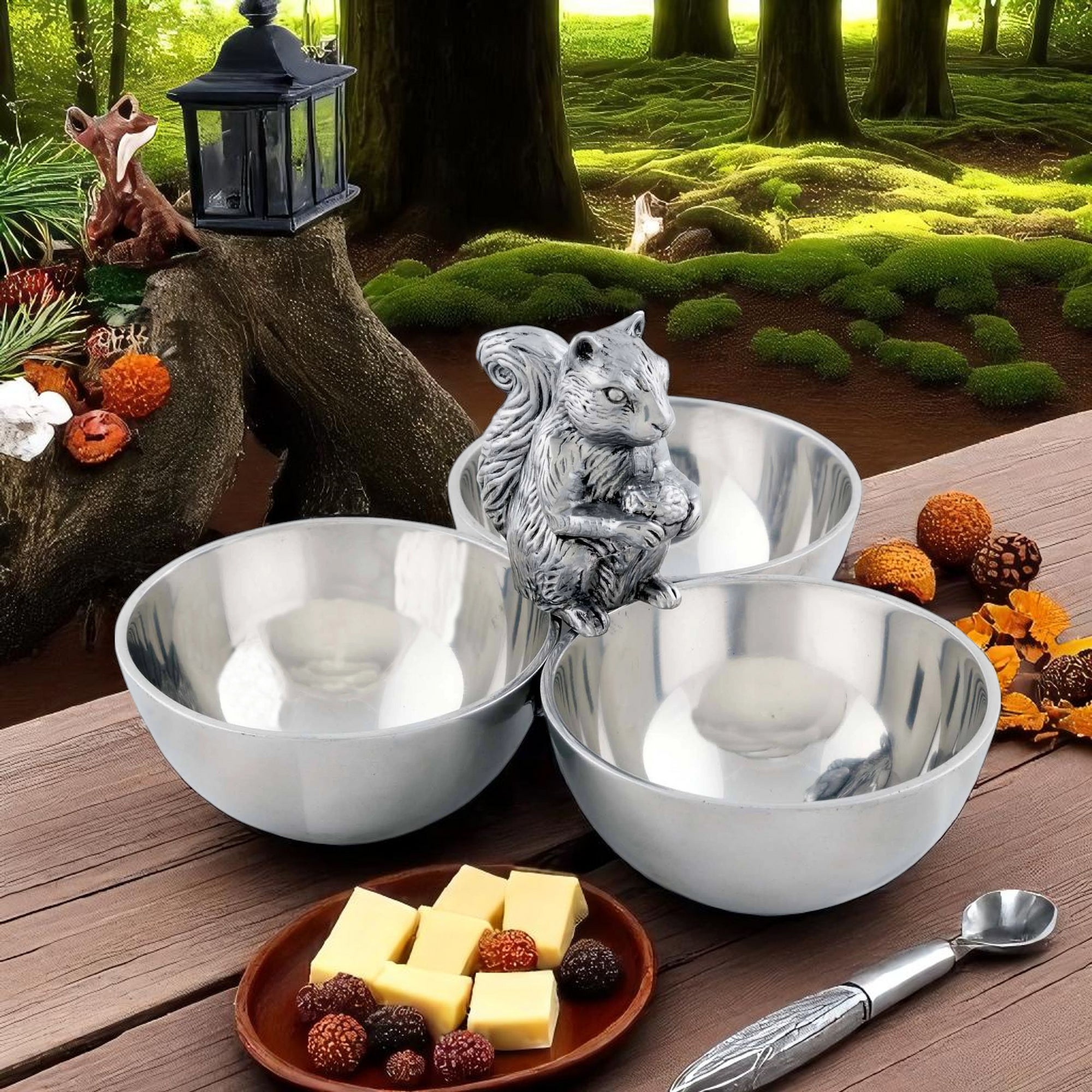 Arthur Court Forest Squirrel 3 Nut Bowl