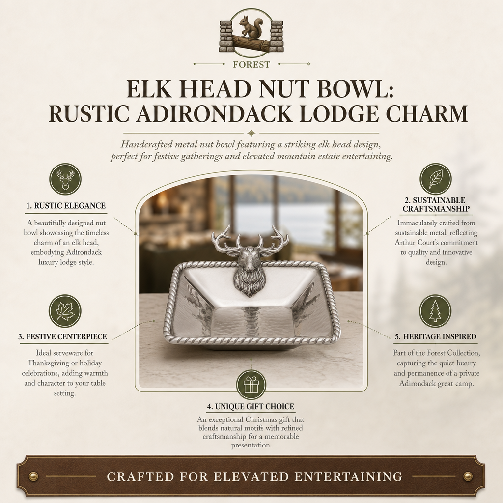 Elk Head Nut Bowl: Rustic Adirondack Lodge Charm