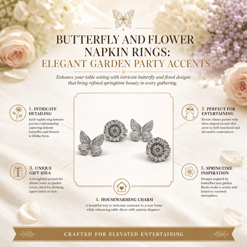 Butterfly and Flower Napkin Rings: Elegant Garden Party Accents