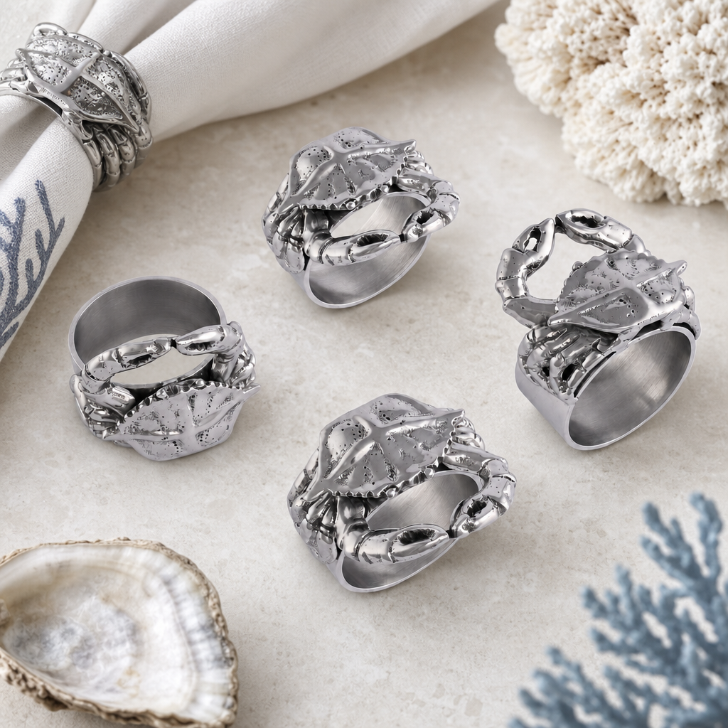 Crab Napkin Rings - set of 4 1