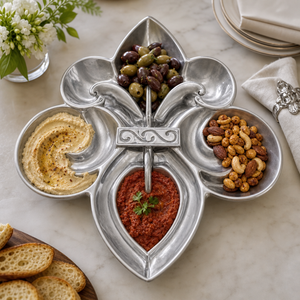 Fleur De Lis Serving Bowl 4 Compartment 5