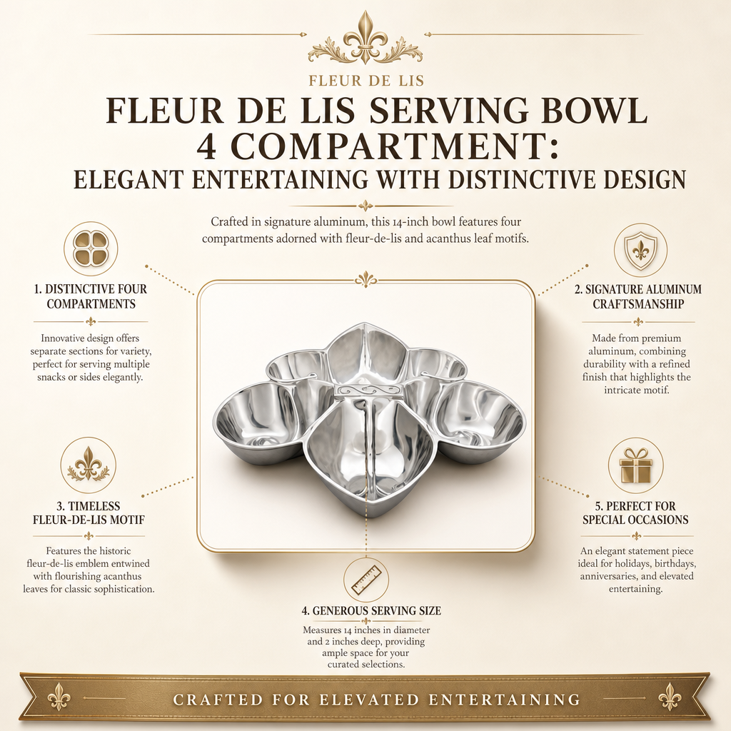 Fleur De Lis Serving Bowl 4 Compartment 12