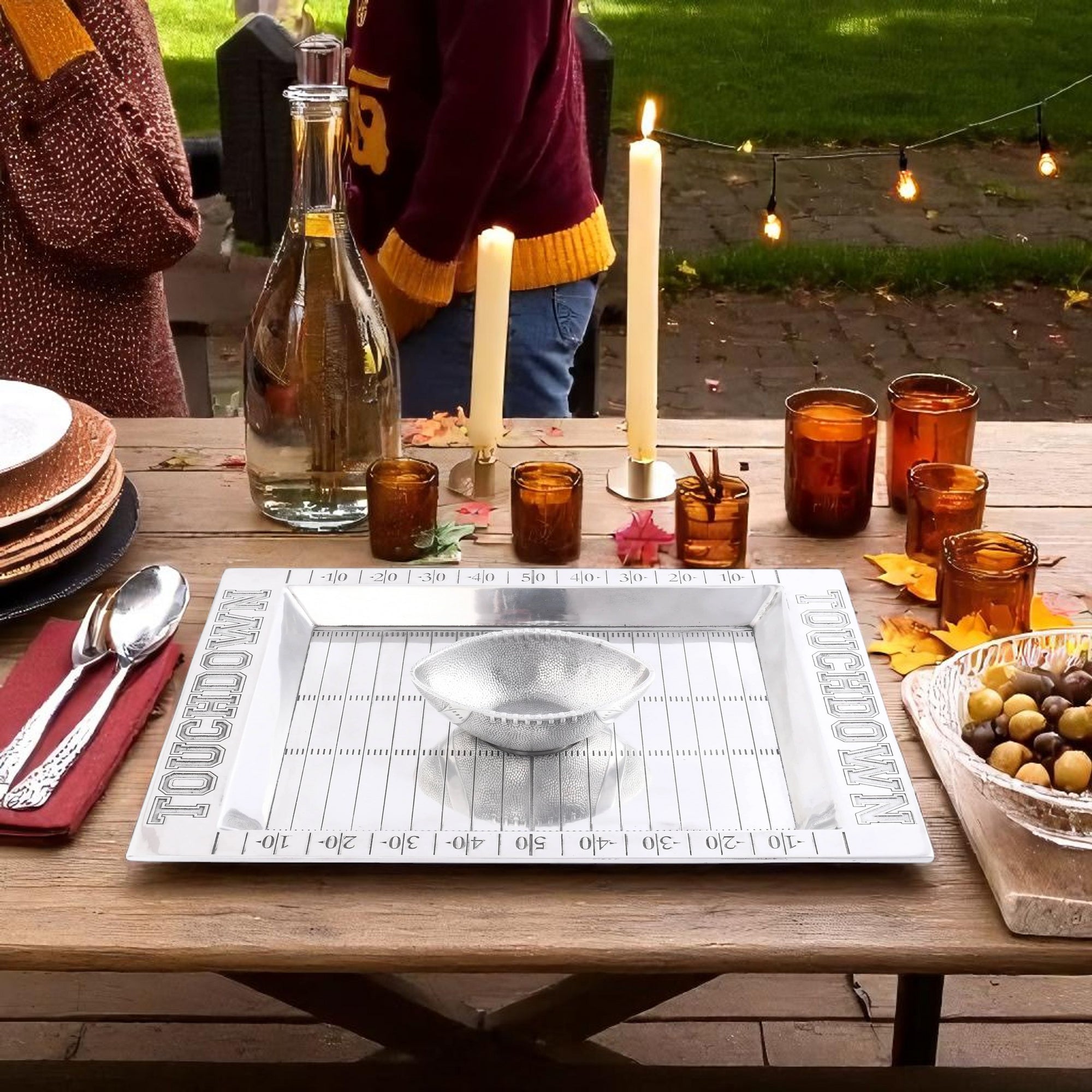 Football Field Chip and Dip Tray and Bowl
