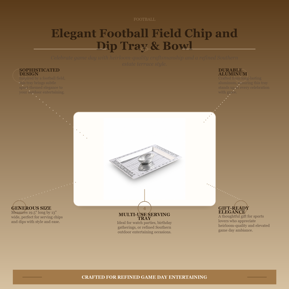 Football Field Chip and Dip Tray and Bowl 12