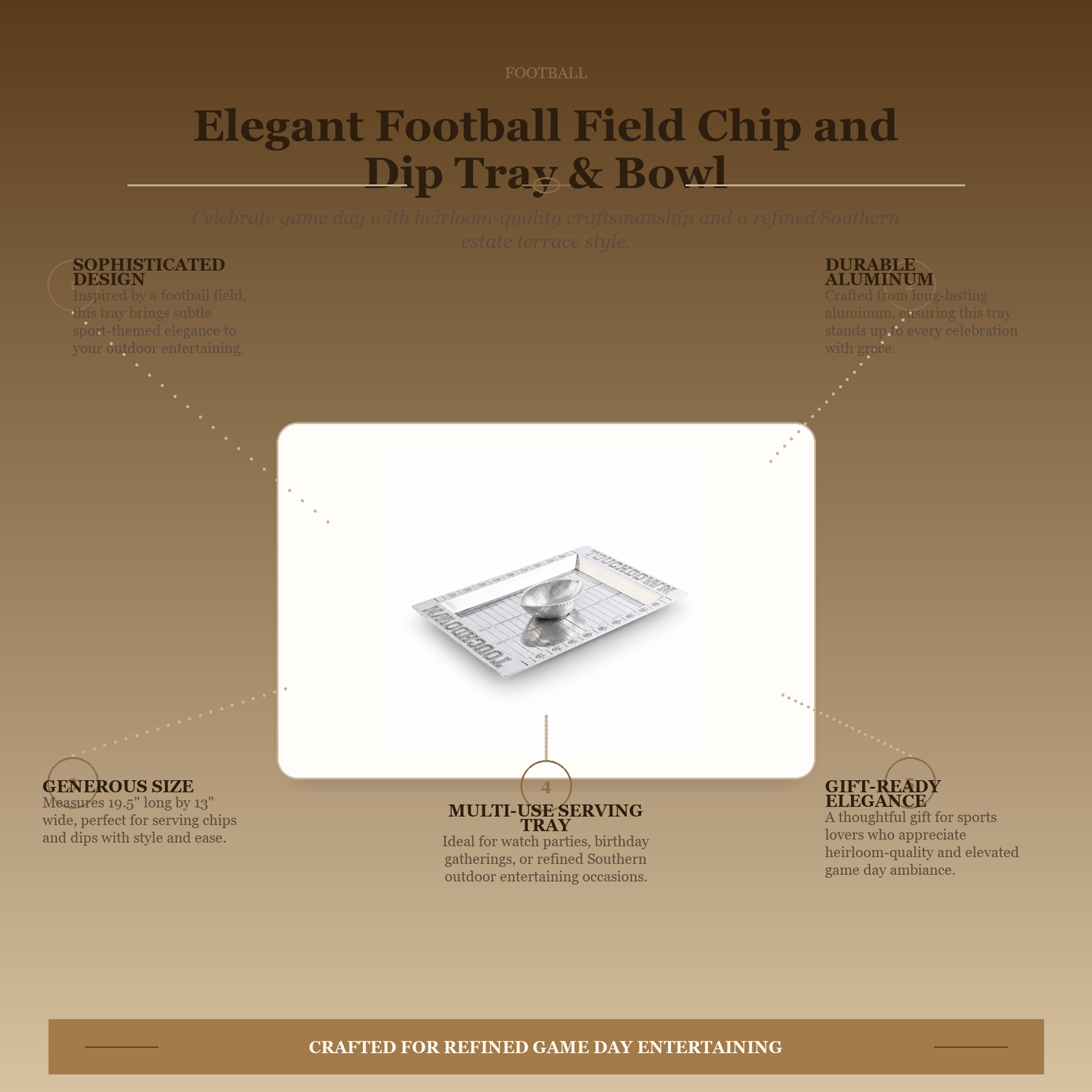 Elegant Football Field Chip and Dip Tray & Bowl