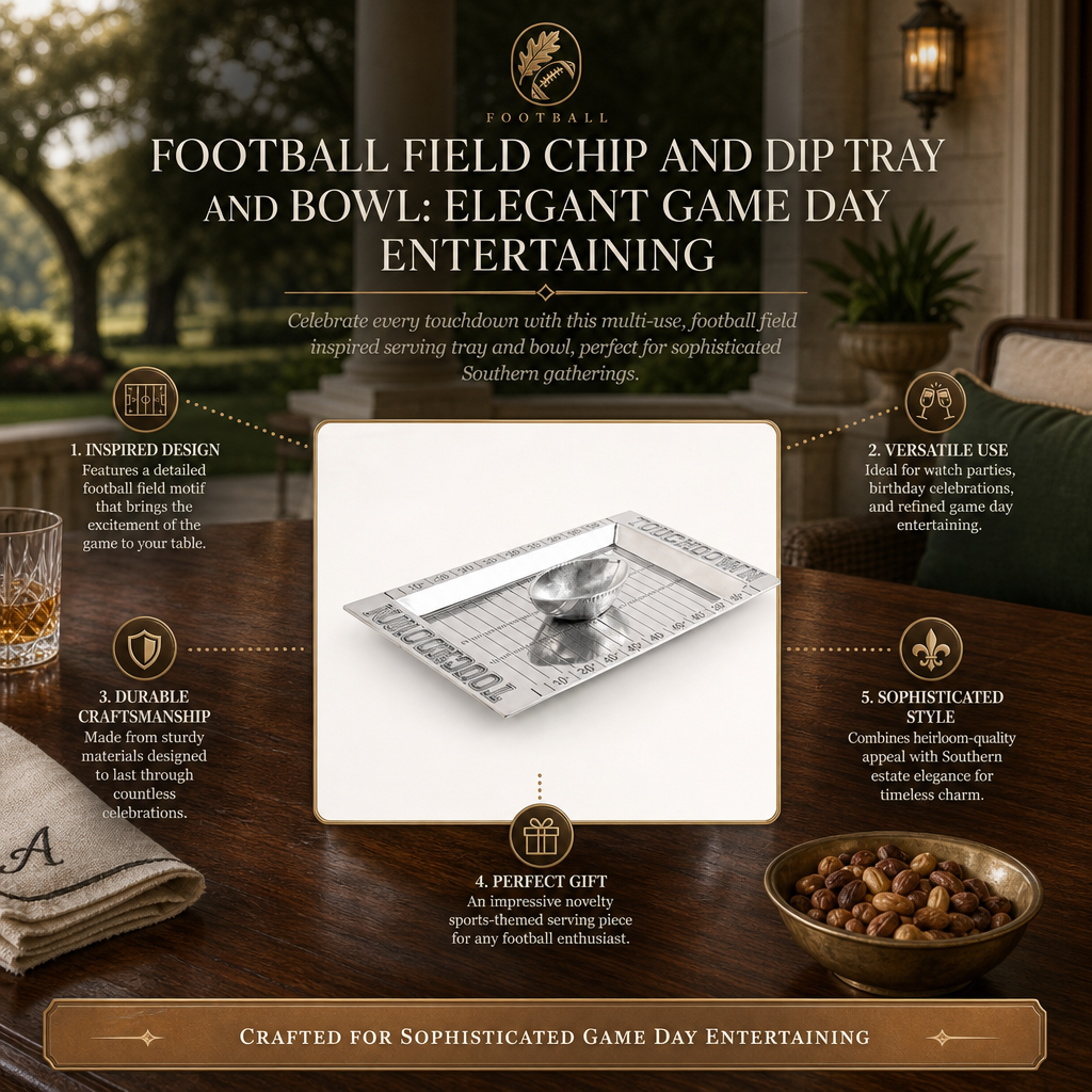 Football Field Chip and Dip Tray and Bowl: Elegant Game Day Entertaining
