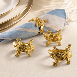 Gold Alligator Napkin Rings 2