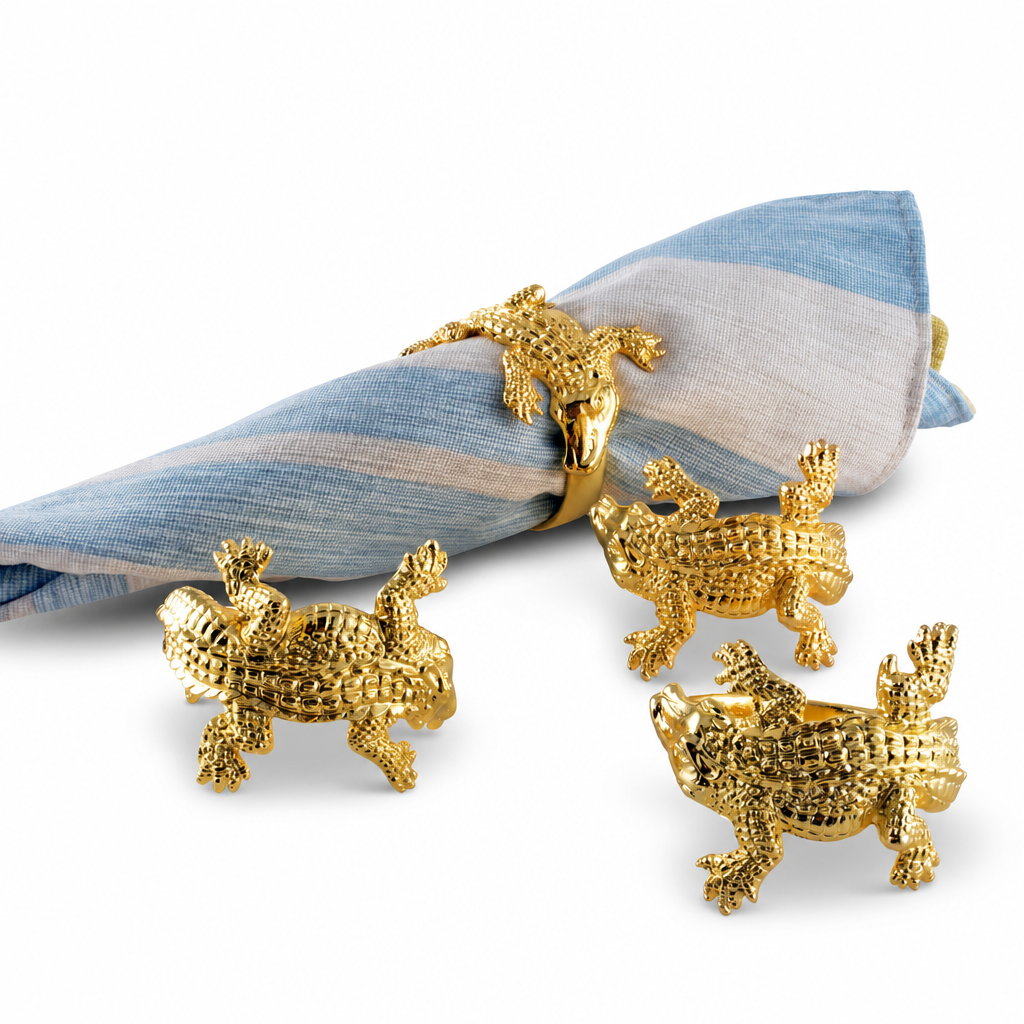 Gold Alligator Napkin Rings 1