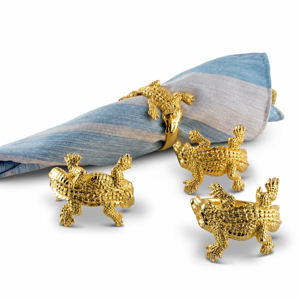 Gold Alligator Napkin Rings 1