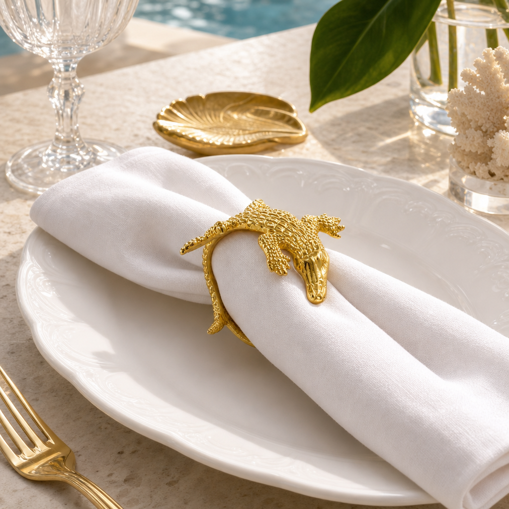 Gold Alligator Napkin Rings 5