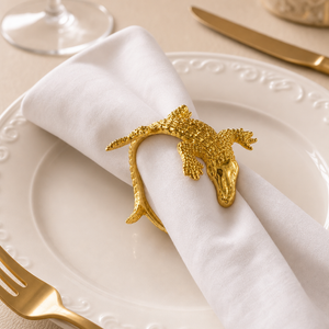 Gold Alligator Napkin Rings 3