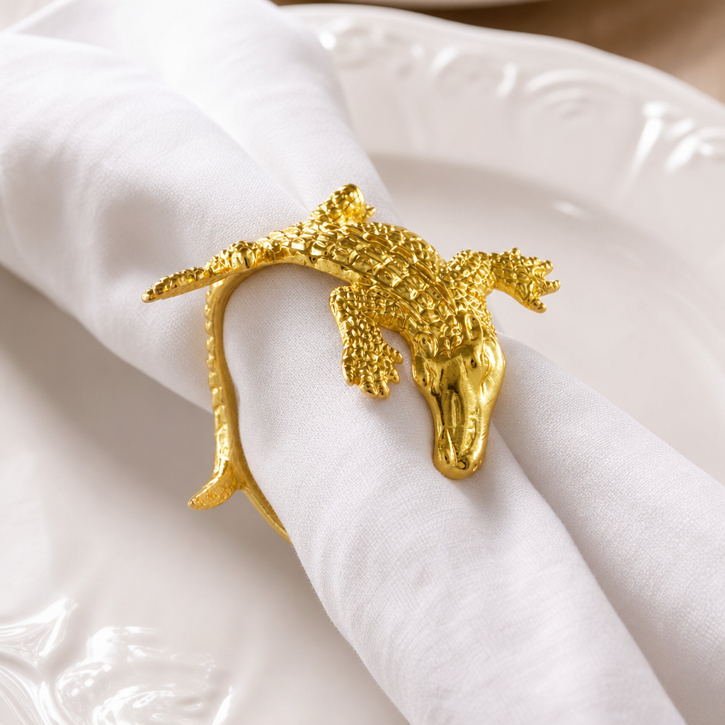 Gold Alligator Napkin Rings 6
