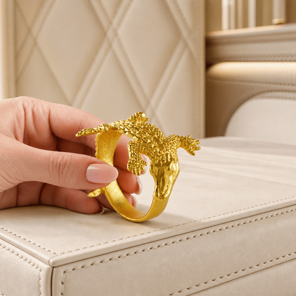 Gold Alligator Napkin Rings 3