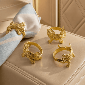 Gold Alligator Napkin Rings 4
