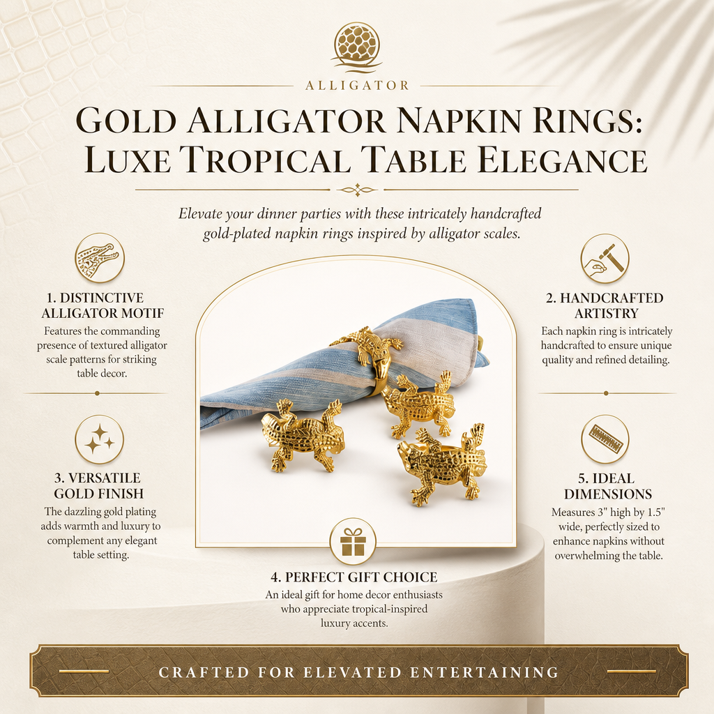 Gold Alligator Napkin Rings 7