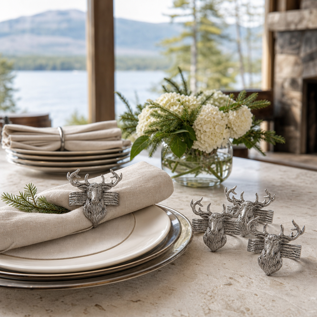 Elk Head Napkin Rings  - Set of 4 3