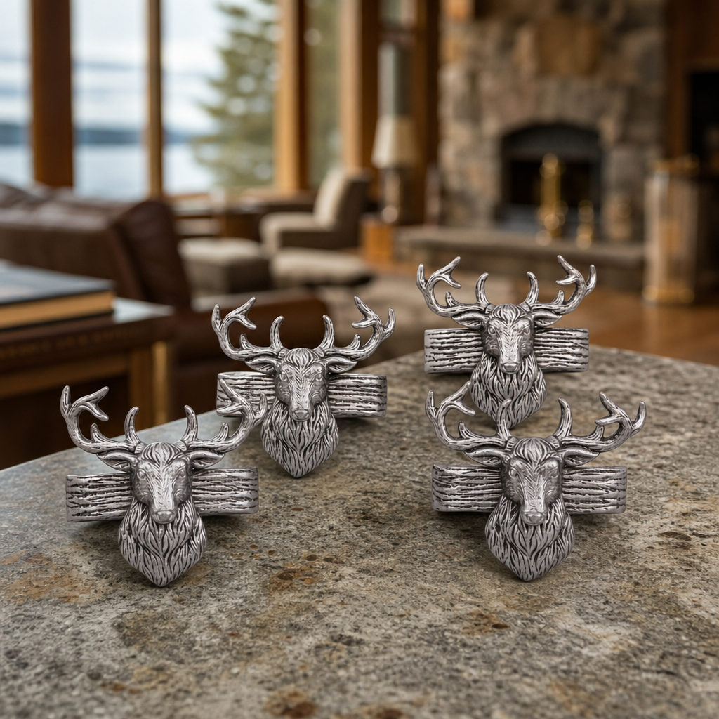 Elk Head Napkin Rings  - Set of 4 2