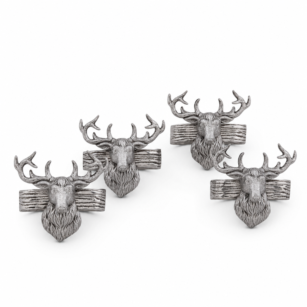 Elk Head Napkin Rings  - Set of 4 1