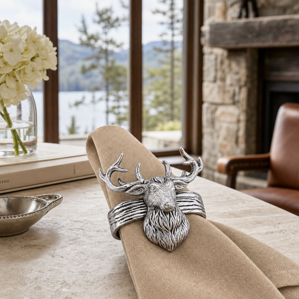 Elk Head Napkin Rings  - Set of 4 5